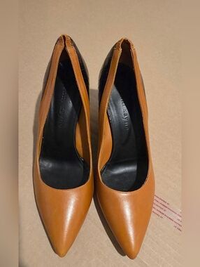 Jenni Kayne Tan Leather Pointed-Toe Wedge Heels